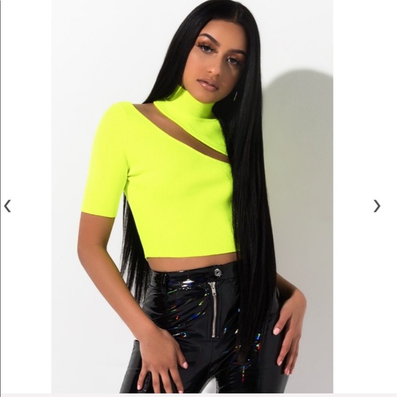 AKIRA Sexy Neon Ribbed Top - Picture 1 of 8